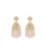 Pink Bead Chandbali Earrings