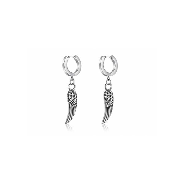 Wing Charm Hoop Earrings