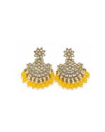 Yellow Floral Chandbali Earrings