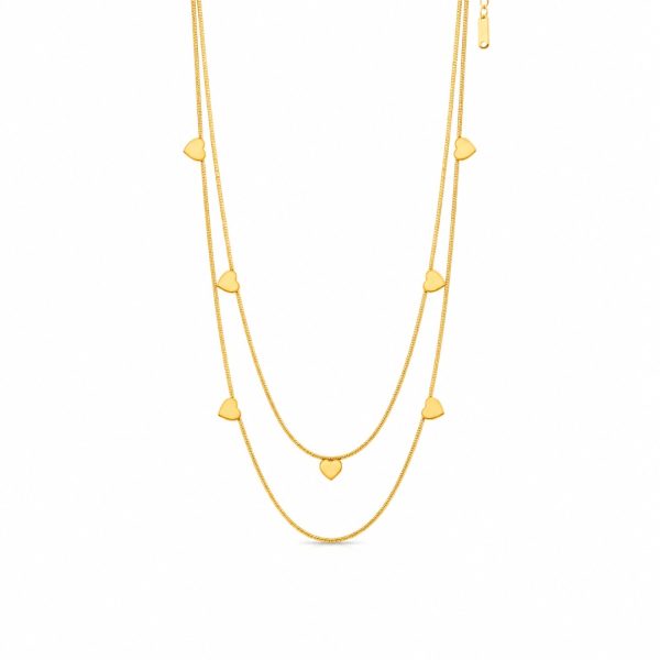 Layered Heart Charm Necklace