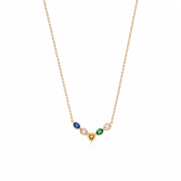 Multicolor Heart Charm Necklace