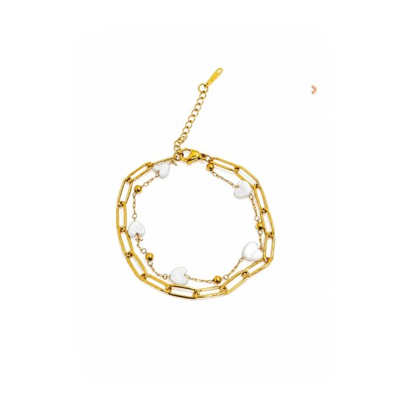 Pearl Heart Link Bracelet