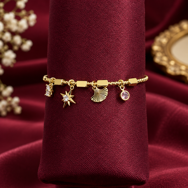 Seashell sparkle charm bangle