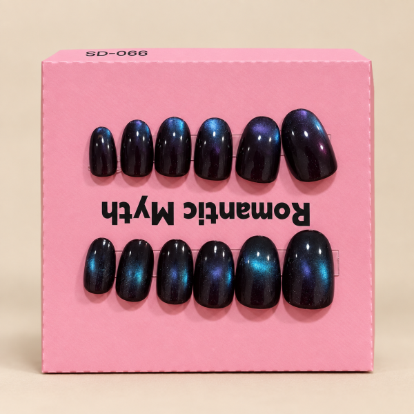 Midnight Aurora Cat-Eye Nails